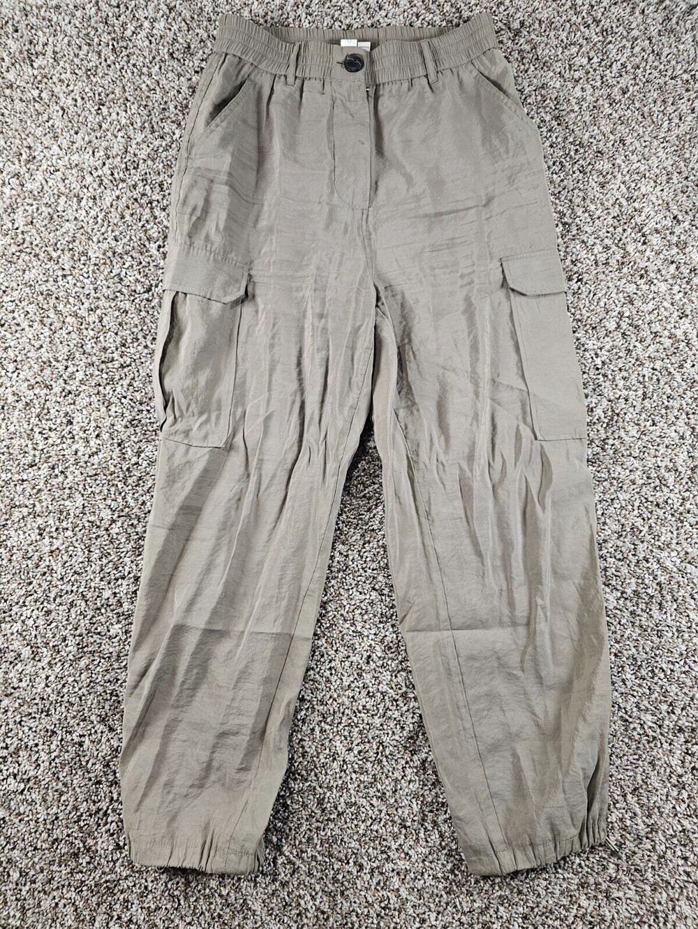 Joie Womens Sz M Jogger Style Cargo Pants Olive Green Elastic Waist Modal